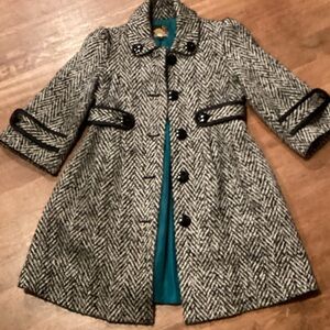 Forever 21 Black and Gray Herringbone Trench Coat